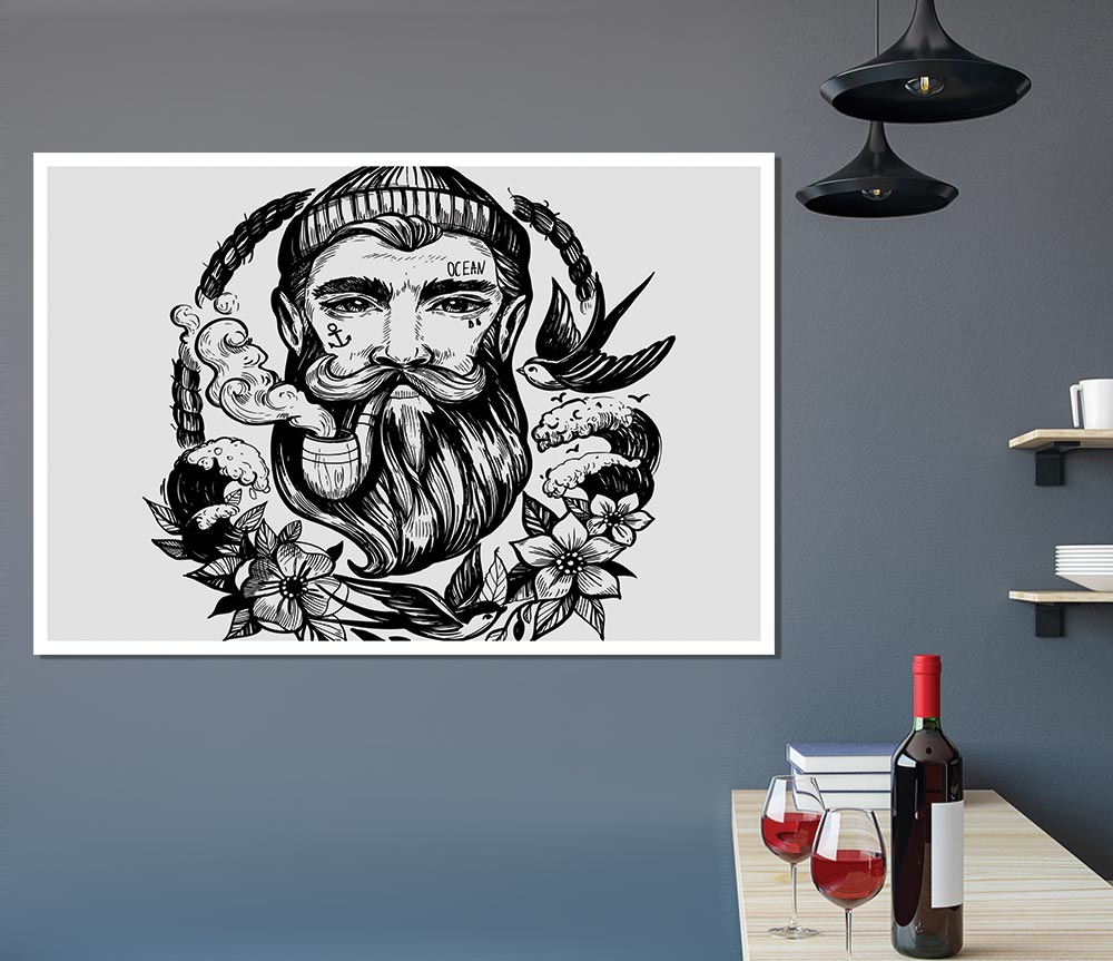 The Bearded Sailor Print Poster Wall Art