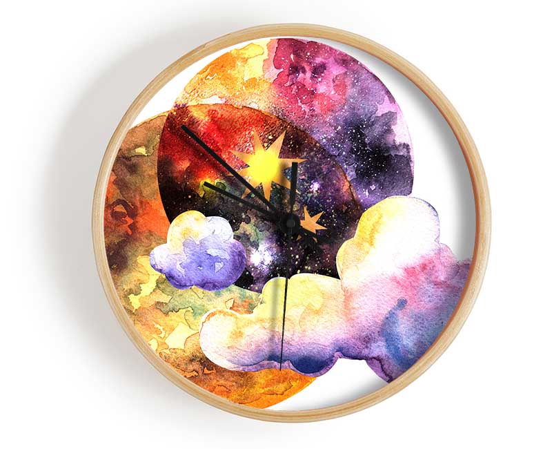 Two Moons And Cloud Clock - Wallart-Direct UK