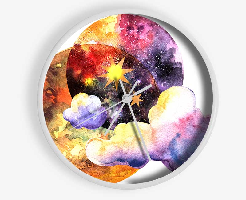 Two Moons And Cloud Clock - Wallart-Direct UK