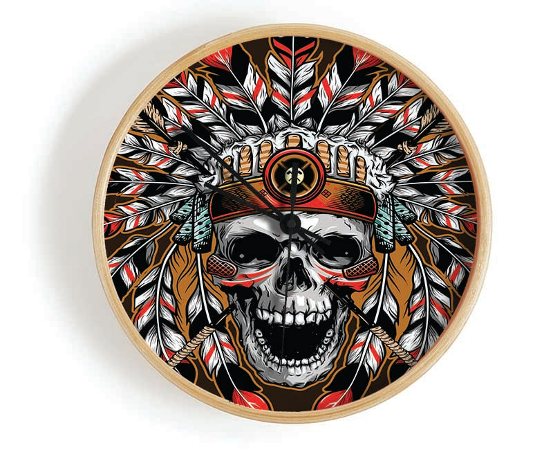 The Skeleton Native Indian Clock - Wallart-Direct UK