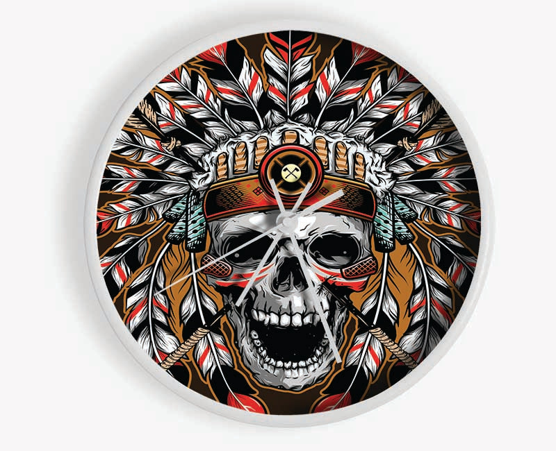 The Skeleton Native Indian Clock - Wallart-Direct UK