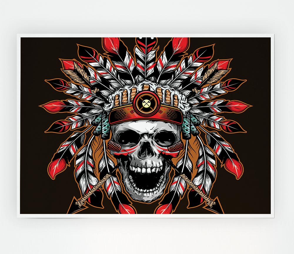 The Skeleton Native Indian Print Poster Wall Art