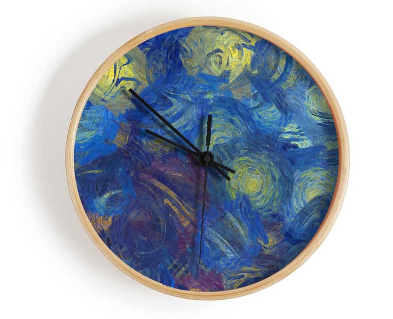 Bright Lights In Blue Clock - Wallart-Direct UK