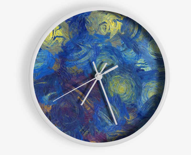 Bright Lights In Blue Clock - Wallart-Direct UK