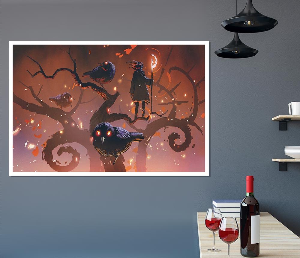 The Crow Branch Print Poster Wall Art