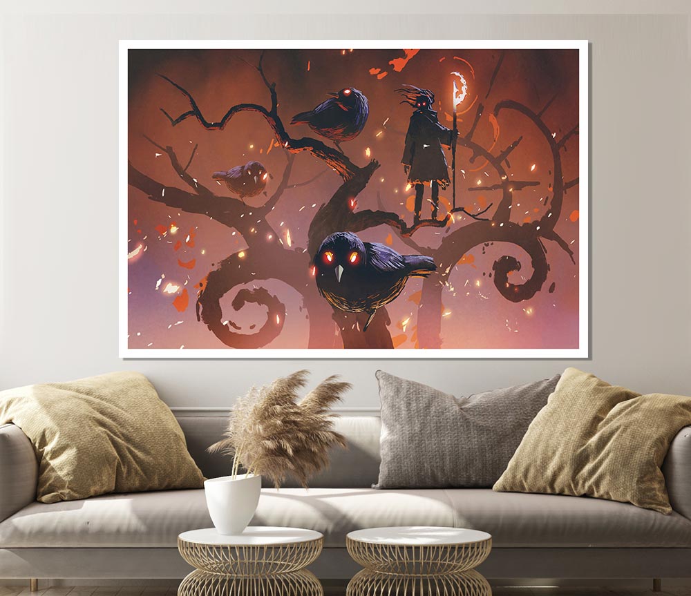 The Crow Branch Print Poster Wall Art