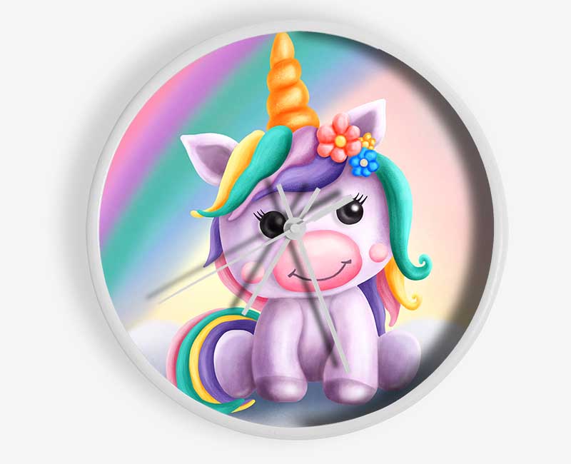 Unicorn Rainbow Happy Clock - Wallart-Direct UK