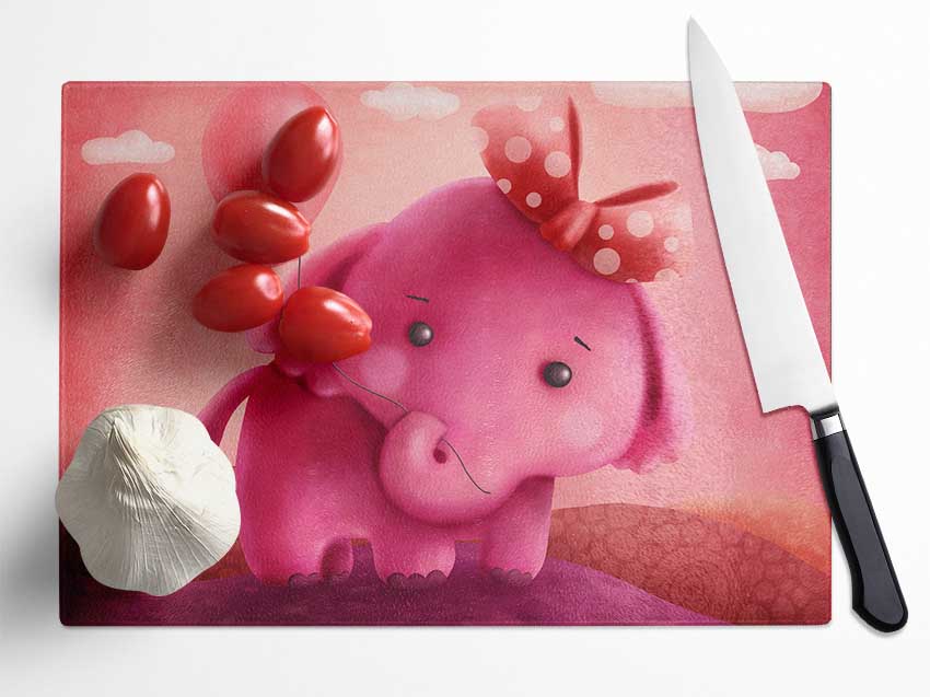 The Pink Elephant Balloon Glass Chopping Board