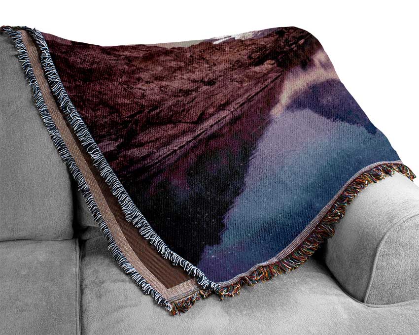 Mountains On The River Reflections Star Woven Blanket