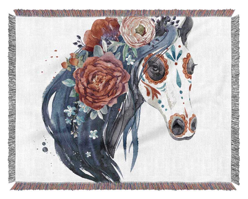 Day Of The Dead Horse Woven Blanket