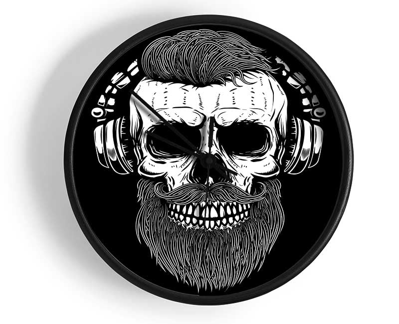 Dj Headphones Skull Beard Clock - Wallart-Direct UK