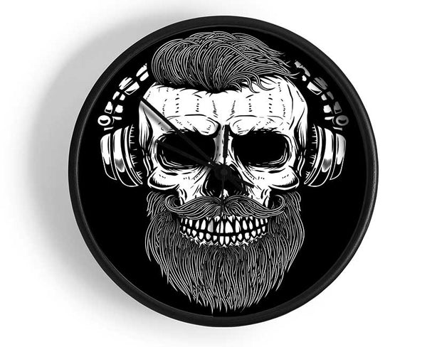 Dj Headphones Skull Beard Clock - Wallart-Direct UK