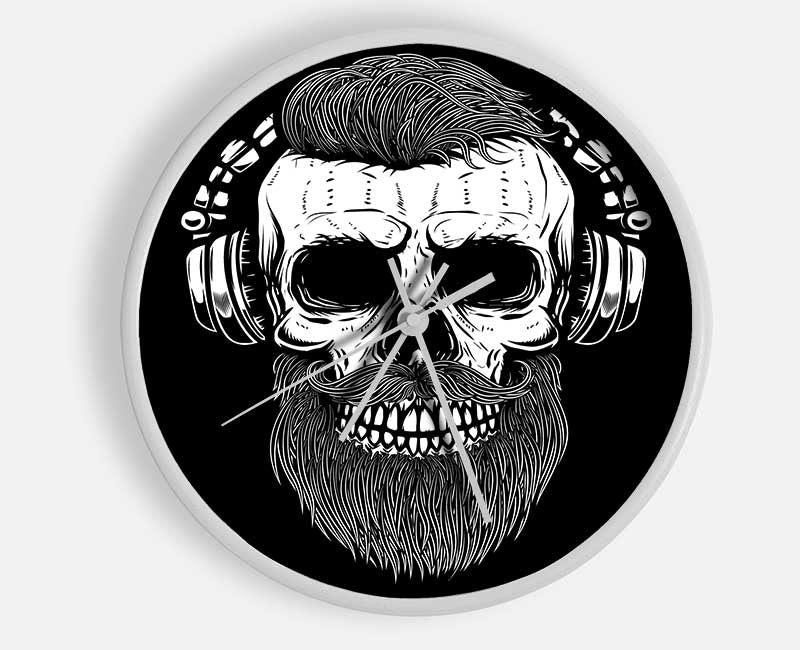 Dj Headphones Skull Beard Clock - Wallart-Direct UK