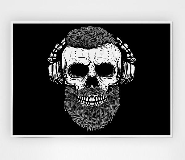 Dj Headphones Skull Beard Print Poster Wall Art