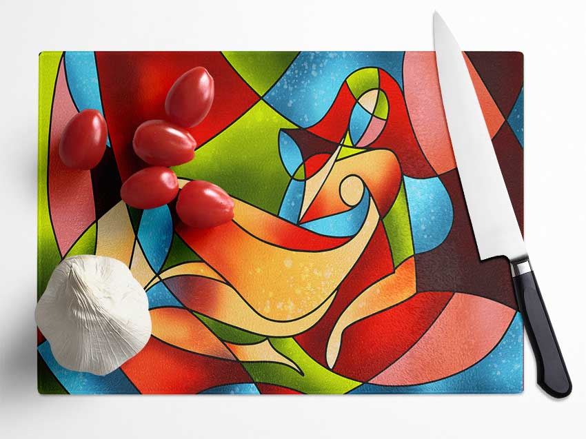 Stained Glass Abstract Glass Chopping Board