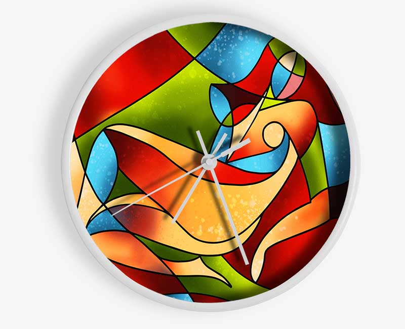 Stained Glass Abstract Clock - Wallart-Direct UK