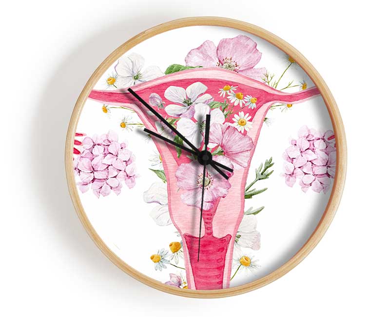 Floral Female Anatomy Clock - Wallart-Direct UK