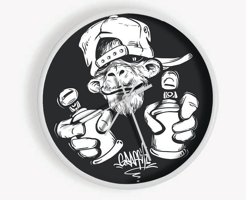 Spray Can Monkey Clock - Wallart-Direct UK