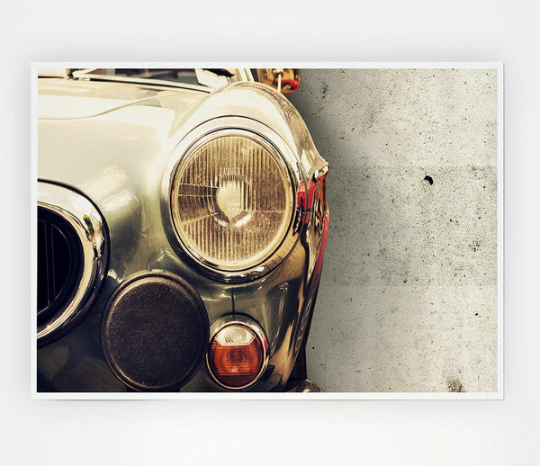 Close Up Classic Headlight Print Poster Wall Art