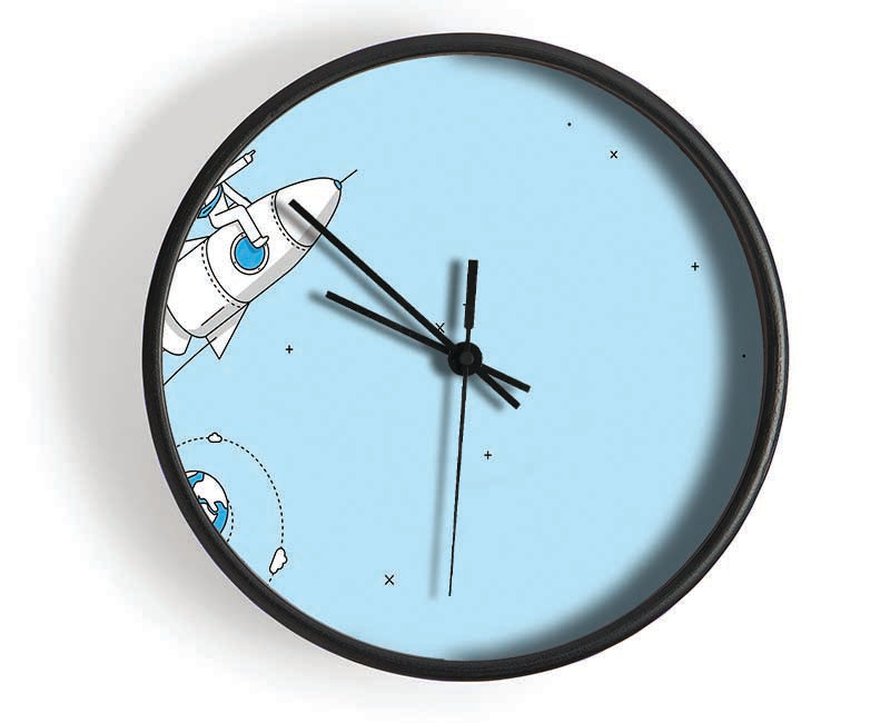 Rocket Ship To The Moon Space Clock - Wallart-Direct UK