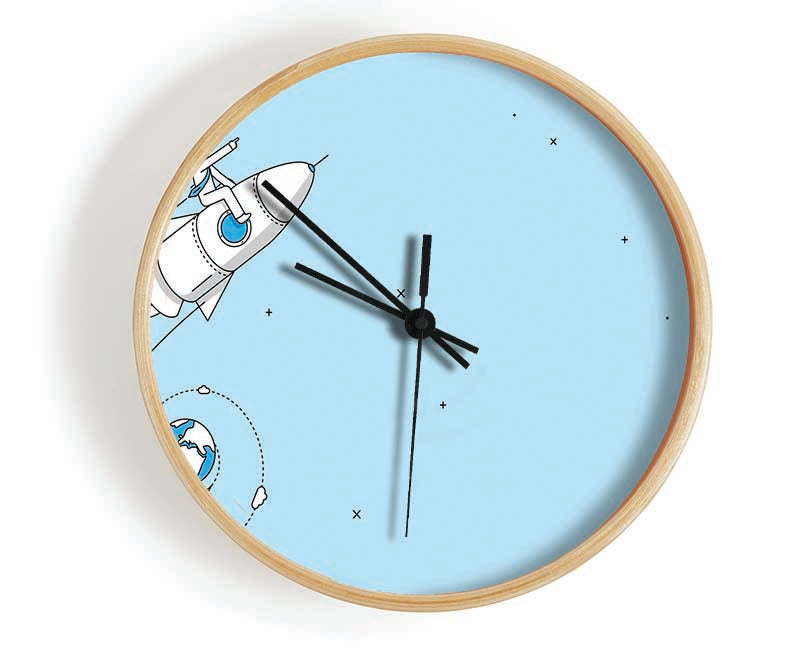 Rocket Ship To The Moon Space Clock - Wallart-Direct UK