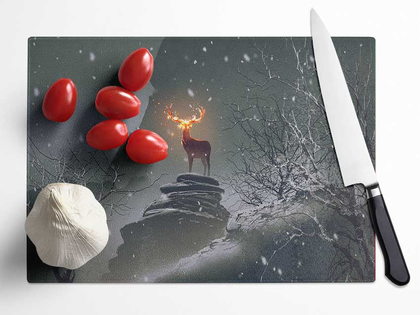 Fire Stag Glass Chopping Board