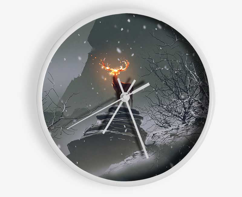 Fire Stag Clock - Wallart-Direct UK