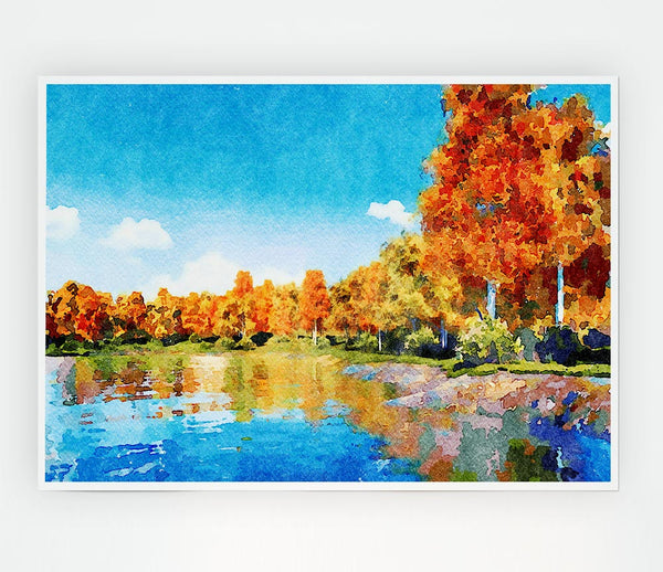 Vibrant Orange Trees Print Poster Wall Art