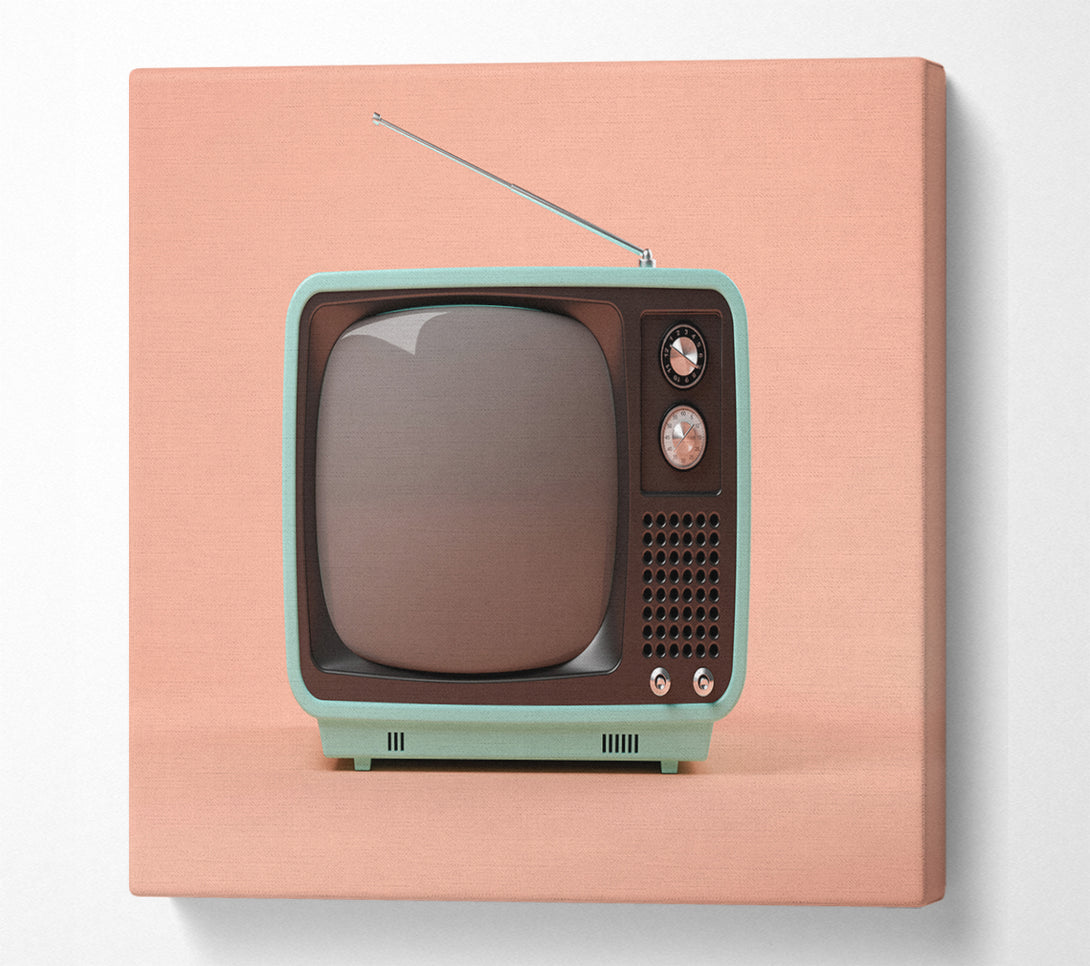 A Square Canvas Print Showing The Retro Tv Set Square Wall Art