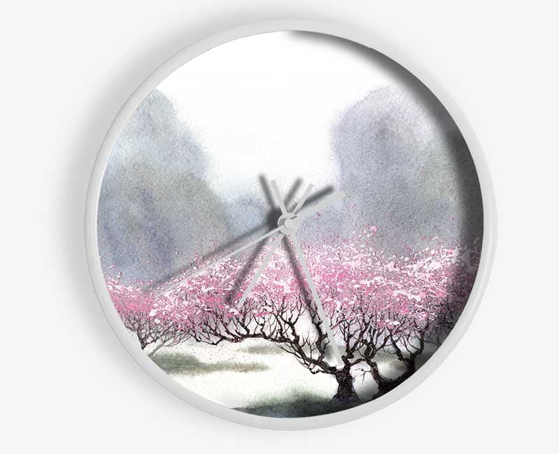 Pink Blossom Dusk Clock - Wallart-Direct UK