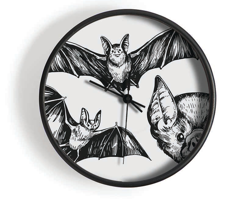 The Trio Of Bat Illustrations Clock - Wallart-Direct UK