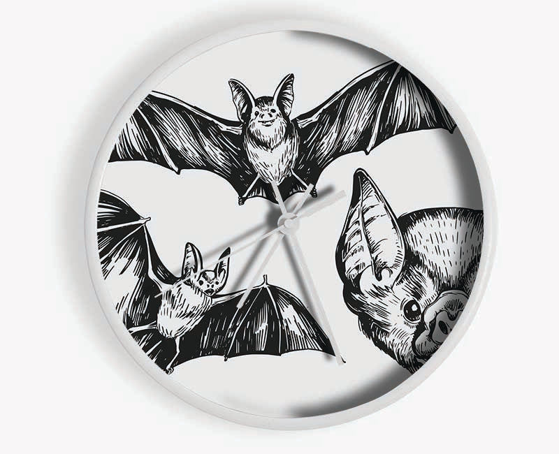 The Trio Of Bat Illustrations Clock - Wallart-Direct UK