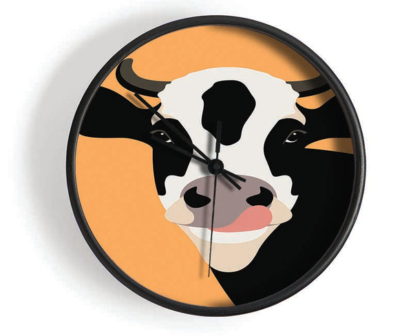 The Cow On Orange Clock - Wallart-Direct UK