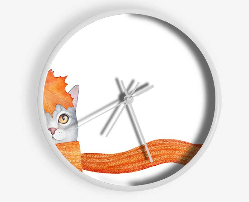 Cat With An Orange Scarf Clock - Wallart-Direct UK