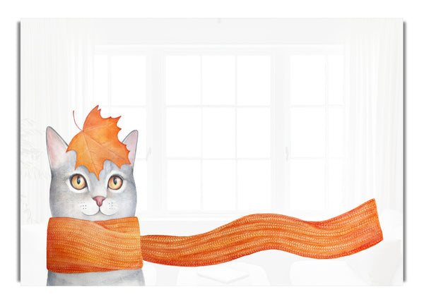 Cat With An Orange Scarf