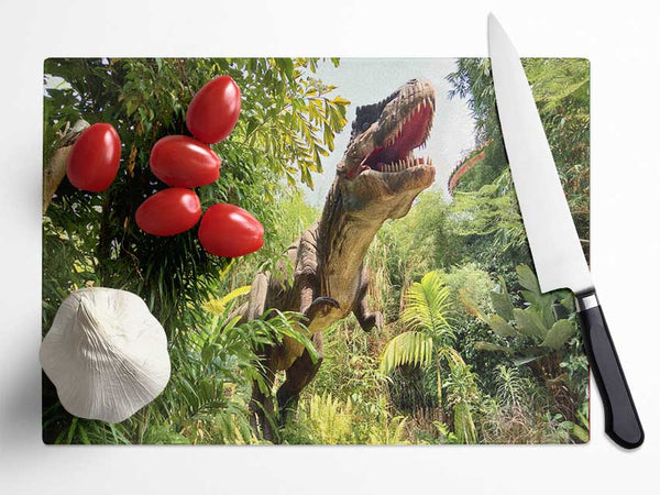 T-Rex Attack Glass Chopping Board