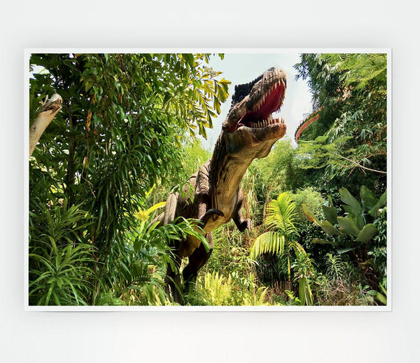 T Rex Attack Print Poster Wall Art