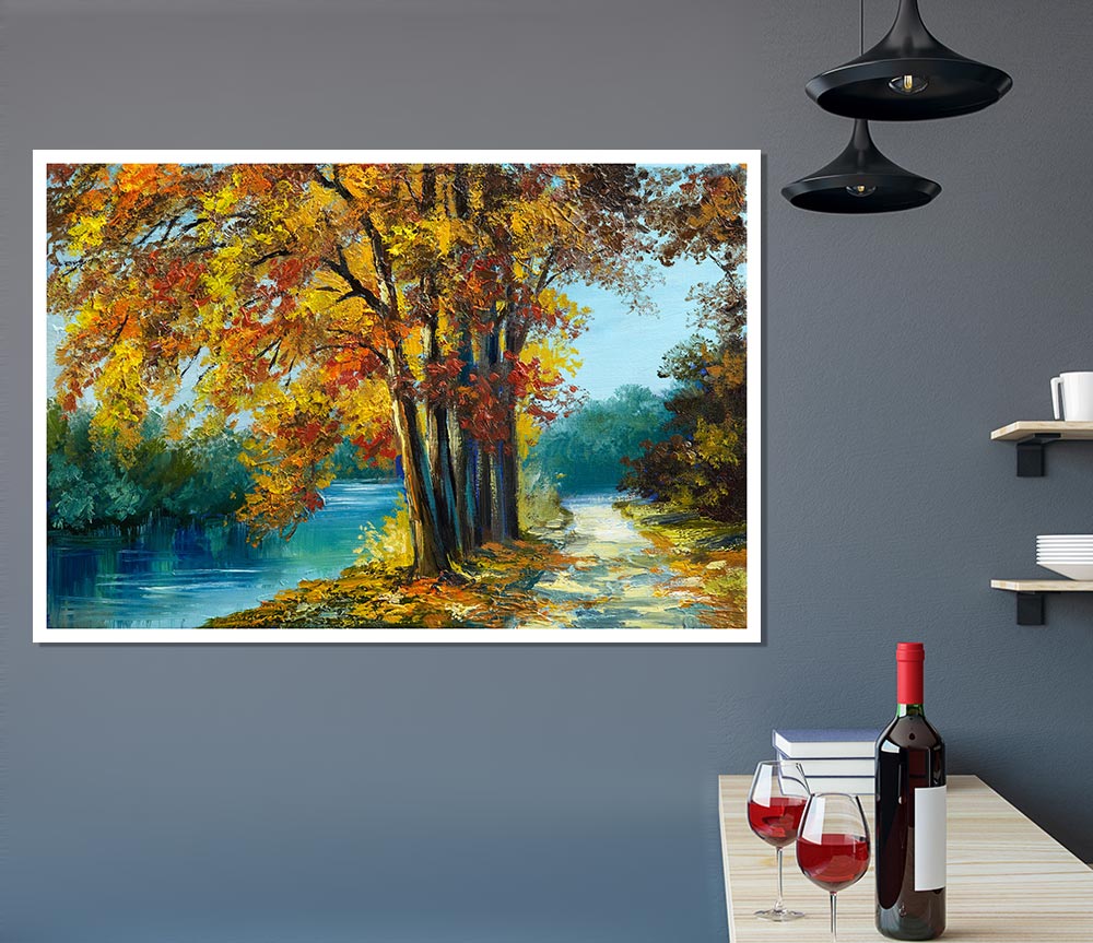 Autumn Tree Branches Painting Print Poster Wall Art