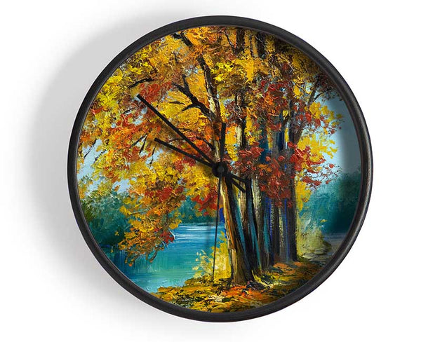 Autumn Tree Branches Painting Clock - Wallart-Direct UK