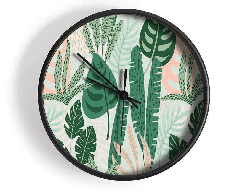 Modern Leaves Clock - Wallart-Direct UK