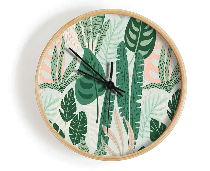 Modern Leaves Clock - Wallart-Direct UK