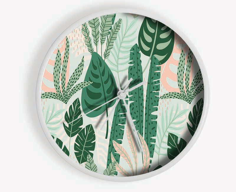 Modern Leaves Clock - Wallart-Direct UK