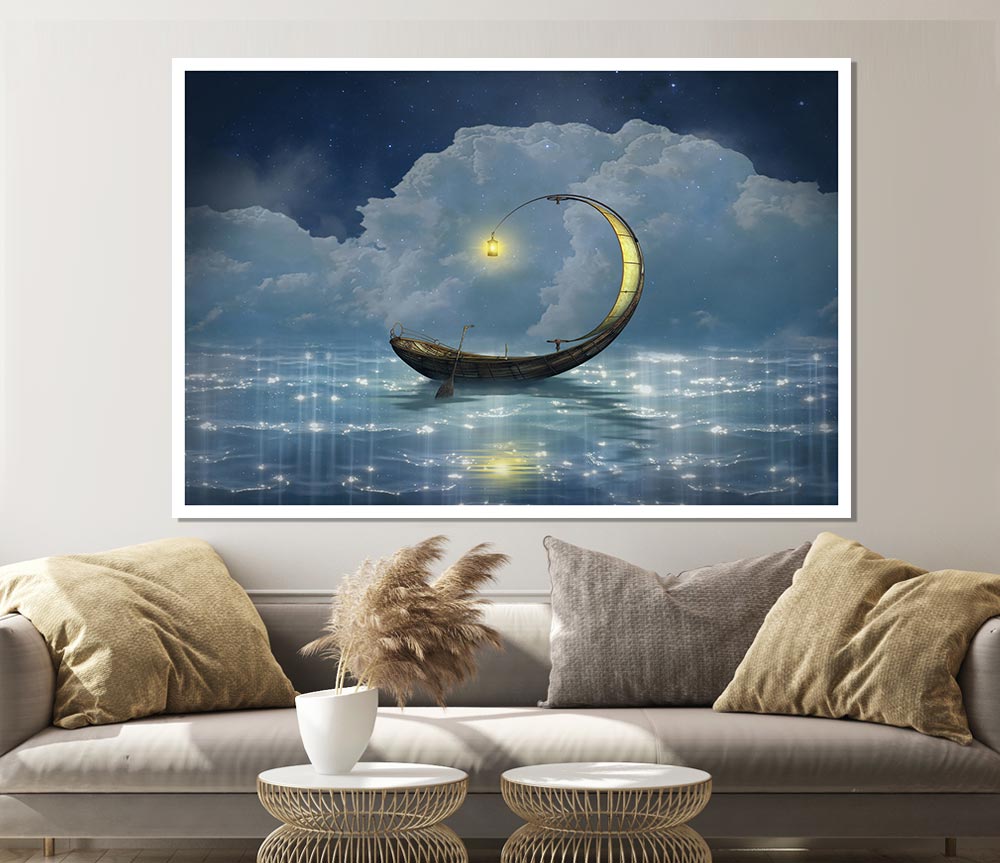 Curved Boat Print Poster Wall Art