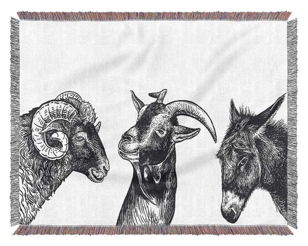 Goat Sheep Donkey Woven Blanket