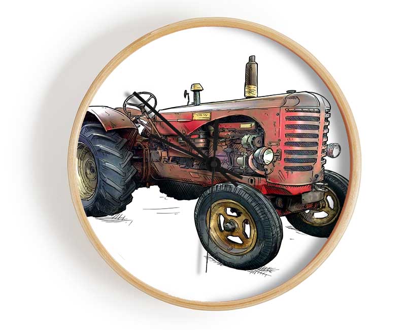 The Old Red Tractor Clock - Wallart-Direct UK