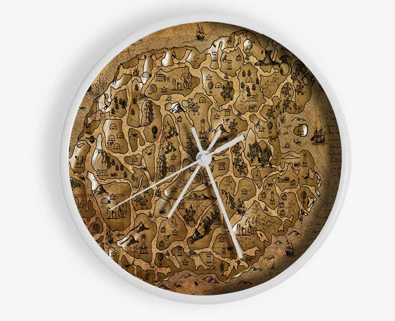 The Old Sepia Map Clock - Wallart-Direct UK