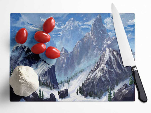 Sharp Mountain Snow Glass Chopping Board