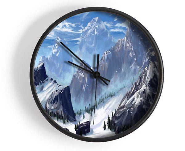 Sharp Mountain Snow Clock - Wallart-Direct UK