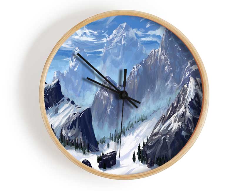 Sharp Mountain Snow Clock - Wallart-Direct UK