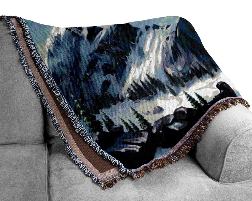 Sharp Mountain Snow Woven Blanket